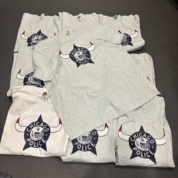 Vintage Chicago Bulls Shirt Mens XXL Gray Police No Bull Hoops 90s Lot Of 10 - Picture 1 of 6